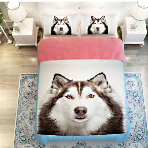 3D Cute Siberian Husky Bedding Set
